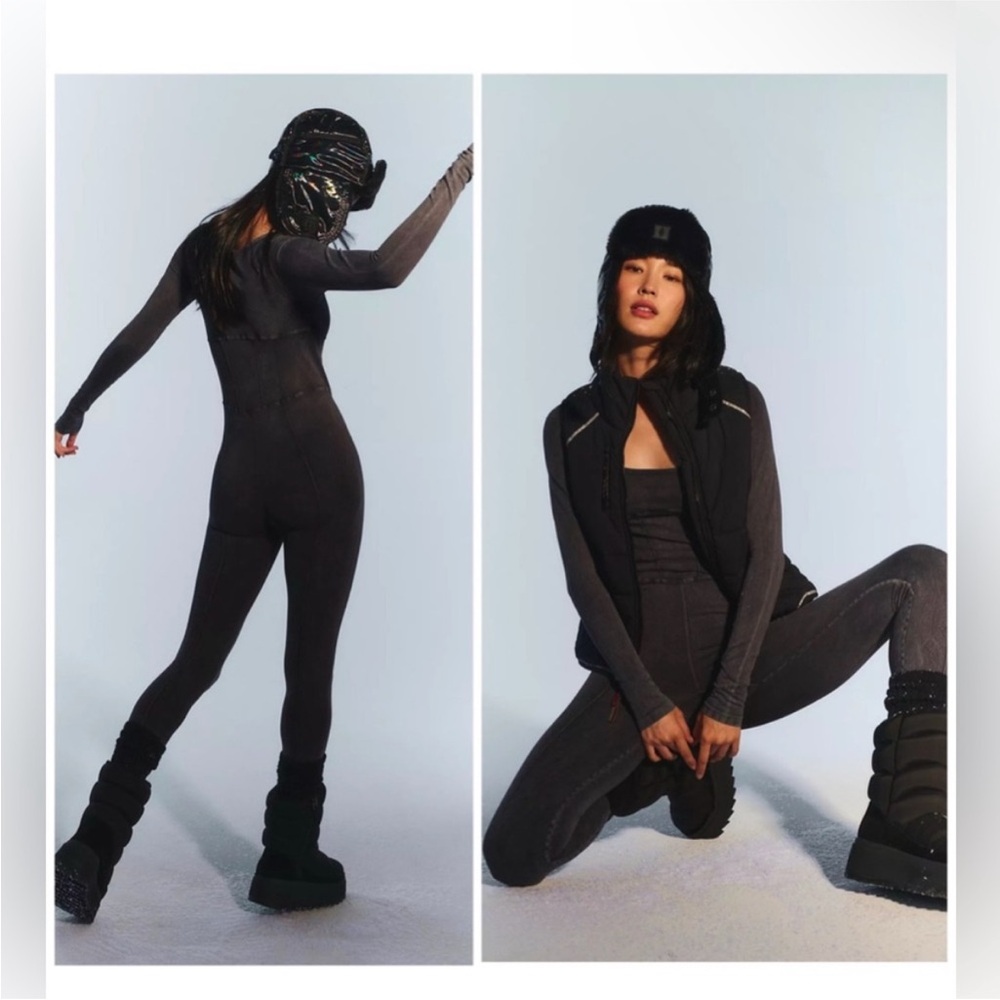 NWOT! 🌟Free People Good Karma Corset Long Sleeve Onesie in Washed Black.XS/Small - Picture 1 of 9